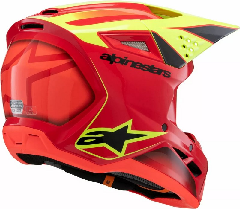 Alpinestars Youth S-M3 Fray Helmet, Red, Yellow, Black | 8301725-3051