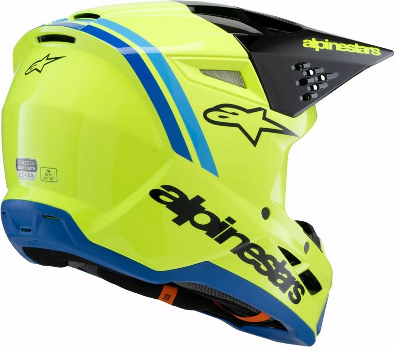 Alpinestars Youth S-M3 Radium Helmet, Yellow, Black, Blue | 8301925-5017