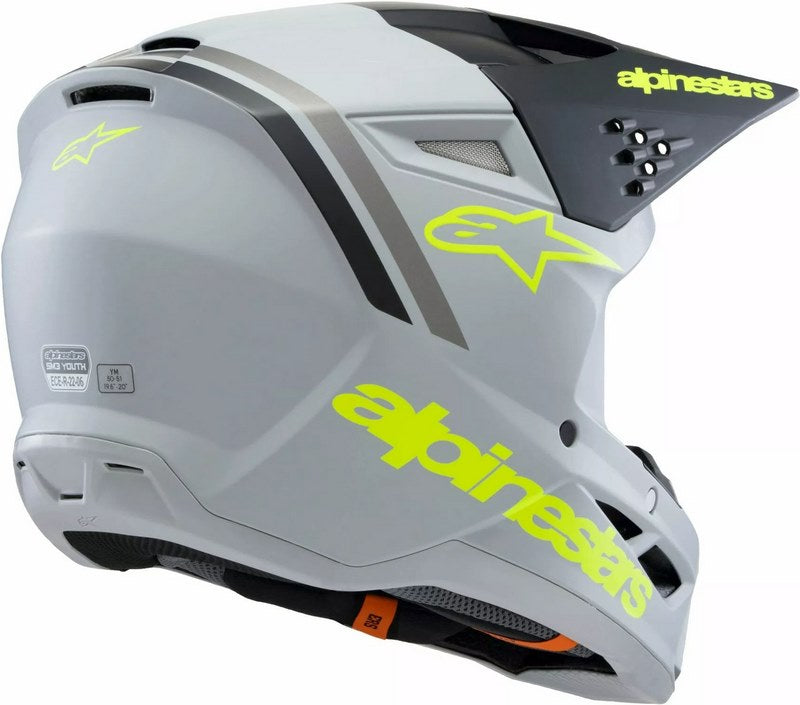 Alpinestars Youth S-M3 Radium Helmet, Gray, Black, Yellow | 8301925-9510