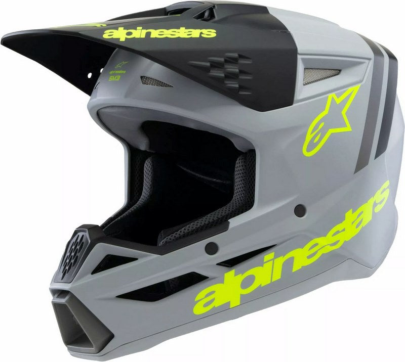 Alpinestars Youth S-M3 Radium Helmet, Gray, Black, Yellow | 8301925-9510