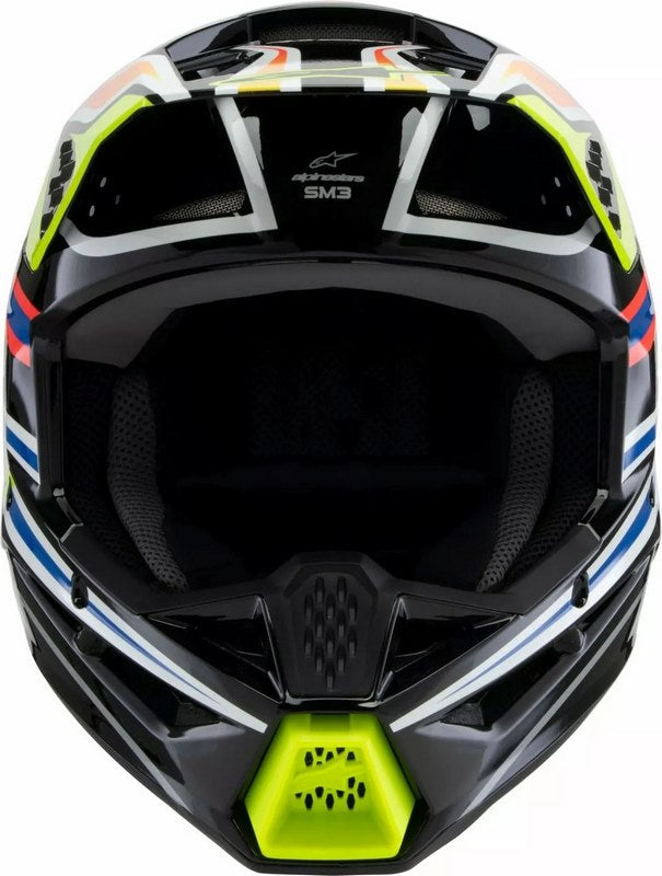 Alpinestars Youth S-M3 Wurx Helmet, Black, Yellow, Blue | 8302125-1574