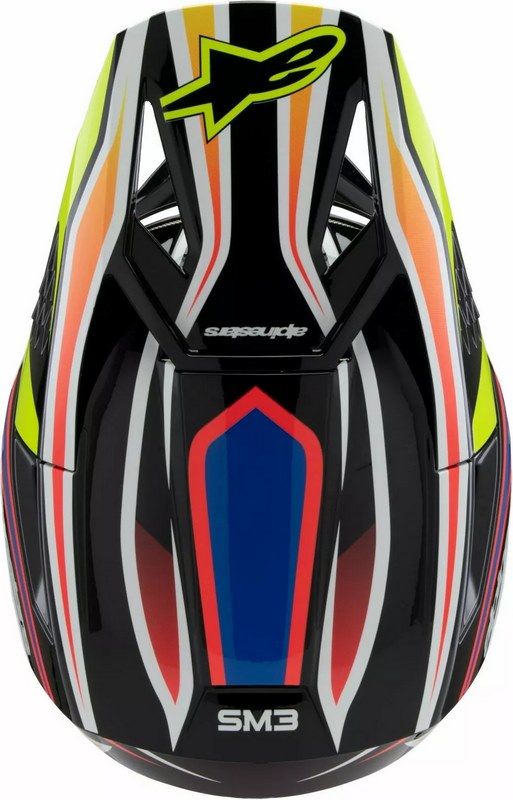 Alpinestars Youth S-M3 Wurx Helmet, Black, Yellow, Blue | 8302125-1574
