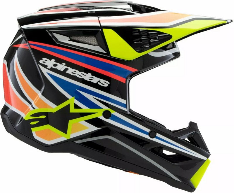 Alpinestars Youth S-M3 Wurx Helmet, Black, Yellow, Blue | 8302125-1574