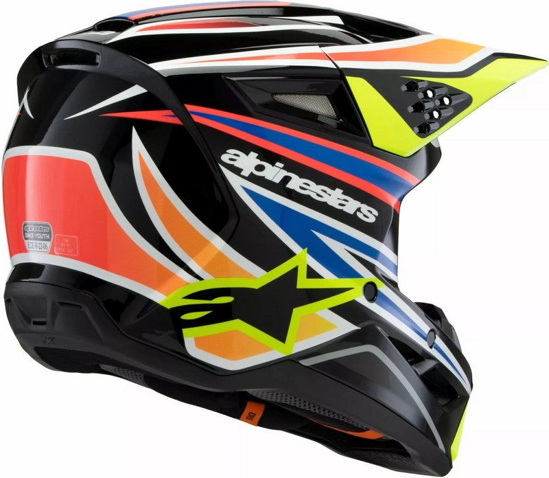 Alpinestars Youth S-M3 Wurx Helmet, Black, Yellow, Blue | 8302125-1574
