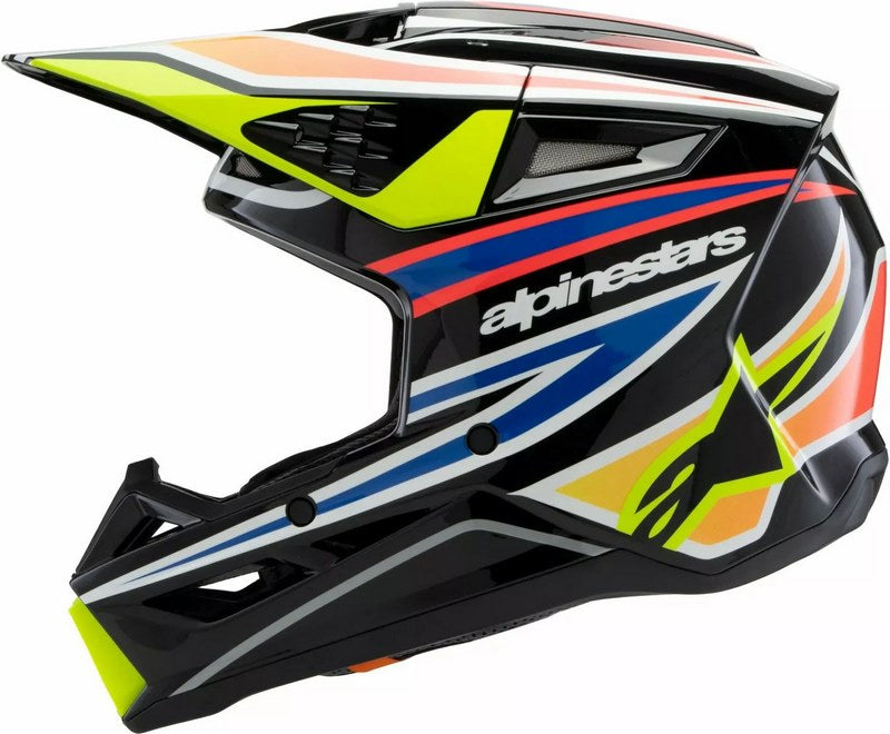 Alpinestars Youth S-M3 Wurx Helmet, Black, Yellow, Blue | 8302125-1574