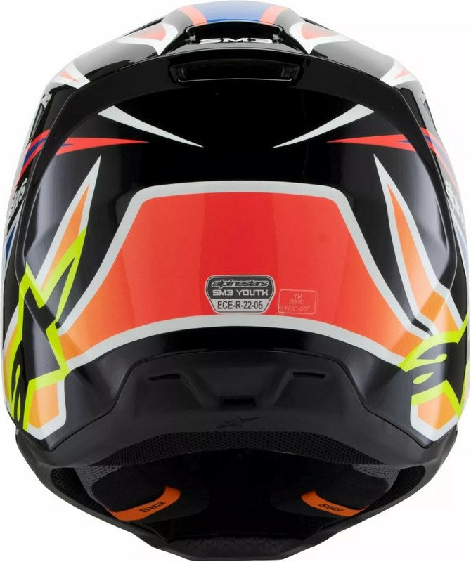 Alpinestars Youth S-M3 Wurx Helmet, Black, Yellow, Blue | 8302125-1574