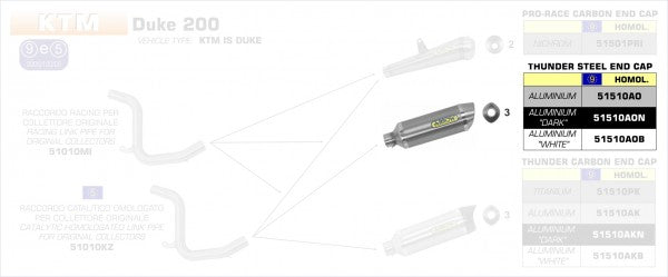 HOMOLOGATED ALUMINIUM DARK THUNDER SILENCER FOR ARROW LINK PIPE