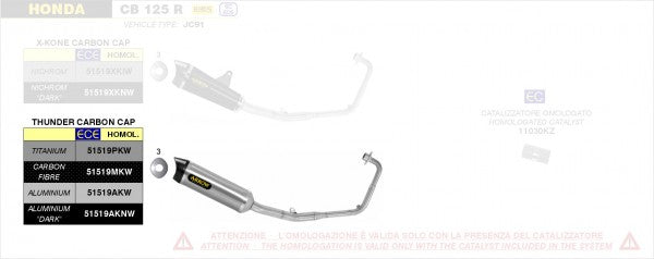 Street Full system with Thunder aluminium Dark silencers, Endcap Carbon, ECE Homologated, Included DB-Killer