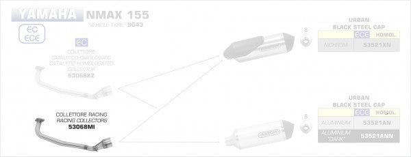 STAINLESS STEEL COLLECTOR FOR ARROW SILENCERS