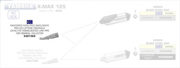 HOMOLOGATED STAINLESS STEEL LINK PIPE WITH CATALYST FOR ARROW SILENCERS AND ORIGINAL COLLECTORS
