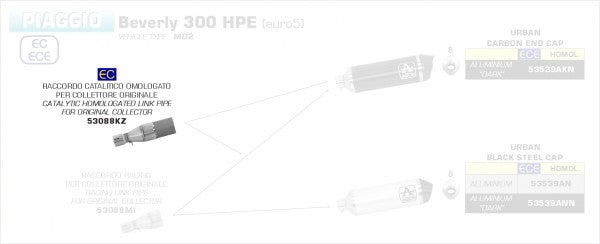 Street Catalytic homologated collector for Urban Exhaust, EC Homologated