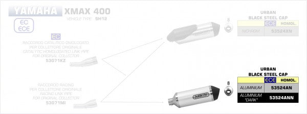 HOMOLOGATED ALUMINIUM DARK URBAN EXHAUST WITH DARK STAINLESS STEEL END CAP
