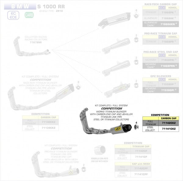 COMPETITION FULL SYSTEM LOW VERSION WITH STEEL COLLECTORS AND LINK PIPE AND TITANIUM WORKS SILENCER