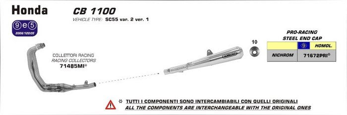 ARROW HONDA CB 1100 '13 STAINLESS STEEL COLLECTORS FOR ORIGINAL AND ARROW SILENCER | 71485MI