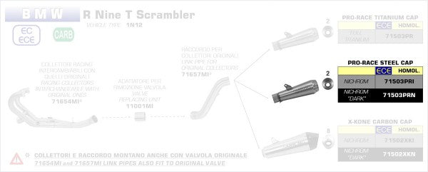 HOMOLOG. NICHROM PRO-RACING SILENCER FOR ARROW LINK PIPE
