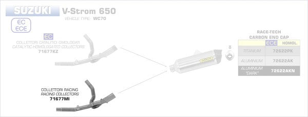 STAINLESS STEEL SECONDARY COLLECTORS WITHOUT CATALYST FOR ARROW SILENCERS