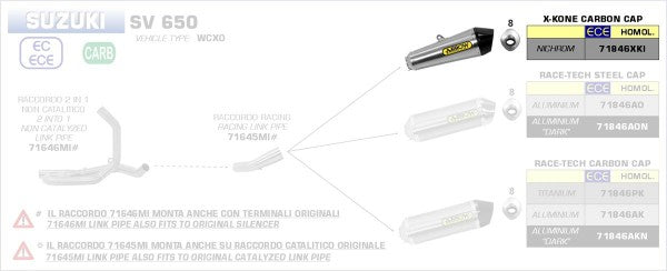 HOMOLOGATED NICHROM X-KONE SILENCER WITH CARBON END CAP FOR ARROW LINK PIPE