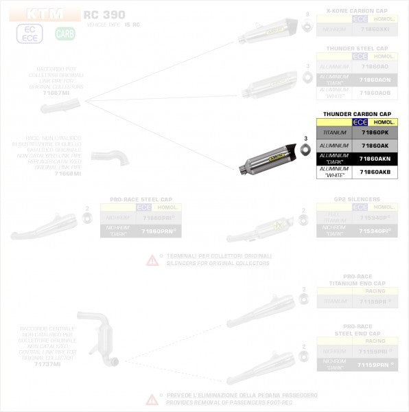HOMOLOGATED THUNDER ALUMINIUM DARK SILENCER WITH CARBON END CAP FOR ARROW LINK PIPE