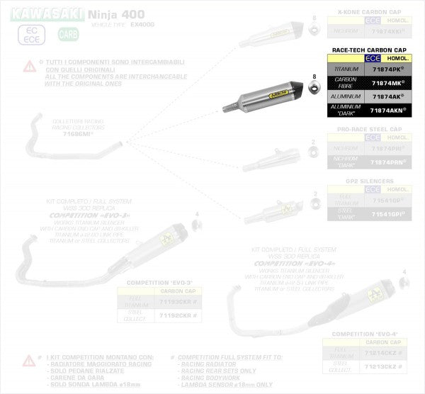 HOMOLOGATED ALUMINIUM DARK RACE TECH SILENCER WITH WELDED LINK PIPE AND CARBON END CAP