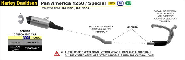 Arrow H.D.1250 PAN AMERICA '20/22 HOMOLOGATED TITANIUM SONORA SILENCER | 72507SK