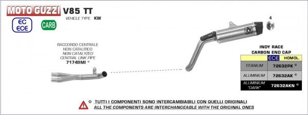 Street Indy Race aluminium Dark silencer with carby end cap, Endcap Carbon, ECE Homologated, Included DB-Killer