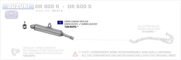 STEEL HOMOLOGATED PARIS-DAKAR SILENCER FOR ORIGINAL AND ARROW COLLECTOR