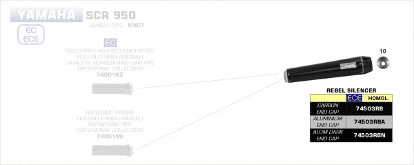 Street Rebel silencer with aluminium Dark end cap, Endcap Aluminium Dark, ECE Homologated, Included DB-Killer