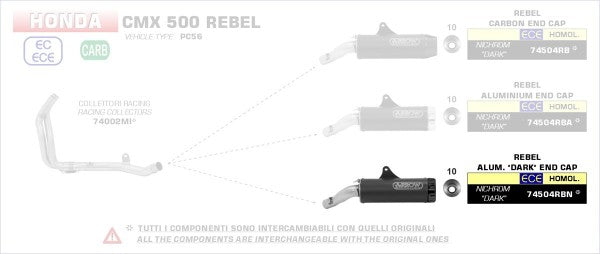 Street Rebel silencer with aluminium Dark end cap, Endcap Aluminium Dark, ECE Homologated, Included DB-Killer