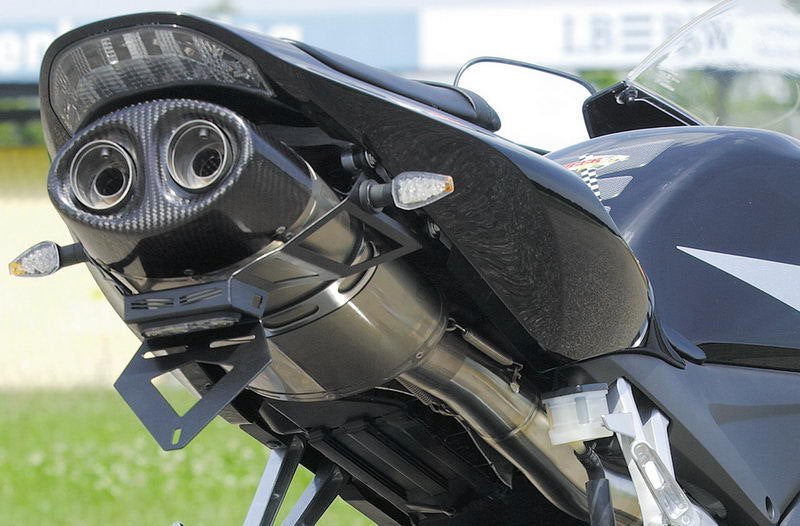 Bodis Exhaust License plate bracket, Stainless Steel Black Powder-Coated | HCBR1000-005