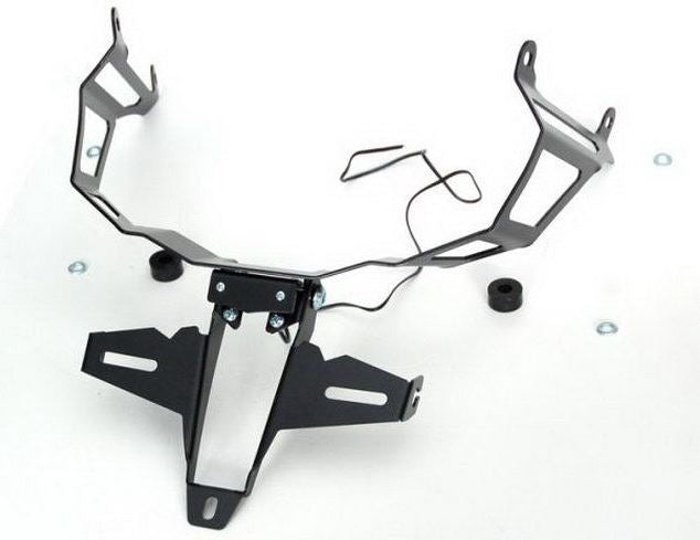 Bodis Exhaust License plate bracket, Stainless Steel Black Powder-Coated | HCBR600-028
