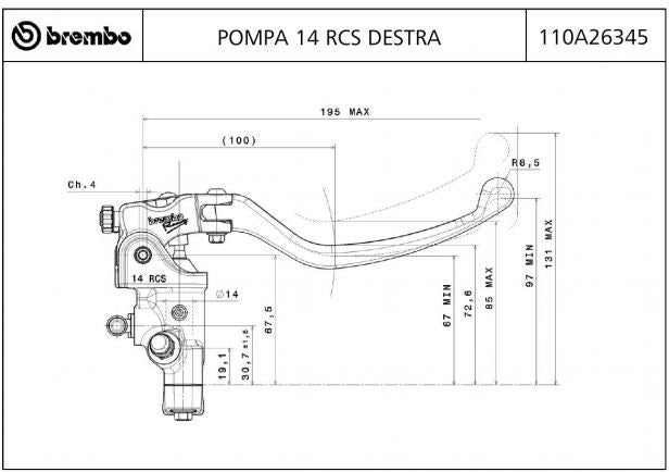 Brembo RADIAL BRAKE PUMP 14 RCS RIGHT | 110A26345 / 110.A263.45