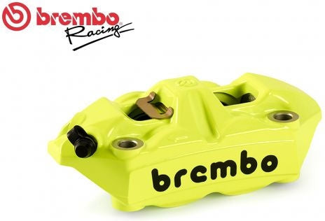 Brembo YELLOW FLUO LEFT RADIAL BRAKE CALIPER M4 MONOBLOCK 100MM BLACK LOGO | 120988583