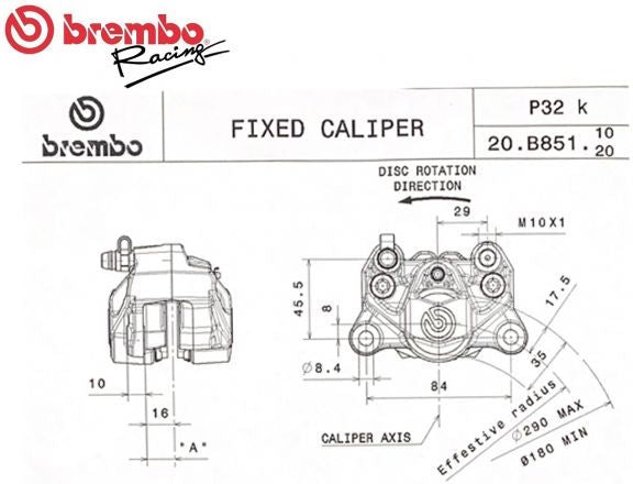 Brembo REAR LEFT BRAKE CALIPER GOLD SERIES P32G | 20B85120