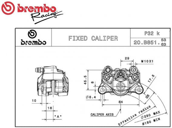 Brembo REAR LEFT BRAKE CALIPER BLACK SERIES P32G FOR 5MM DISC | 20B85166