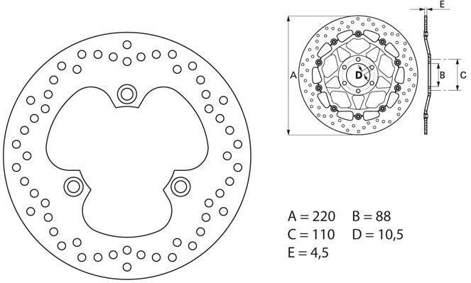 BREMBO Oro Brake Disc Round Fix | 68B40743