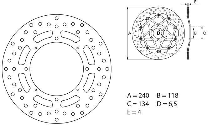 BREMBO Oro Brake Disc Round Fix | 68B40769