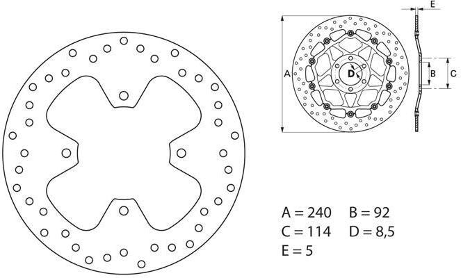 BREMBO Oro Brake Disc Round Fix | 68B40778