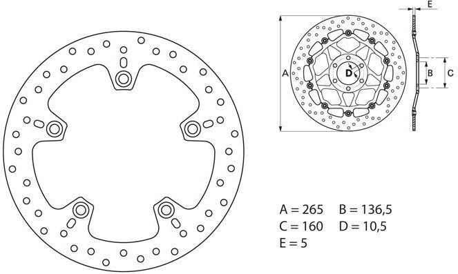 BREMBO Oro Brake Disc Round Fix | 68B407C0