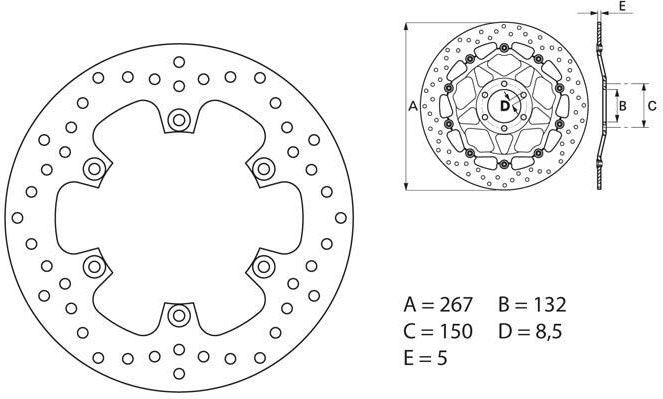 BREMBO Oro Brake Disc Round Fix | 68B407E4