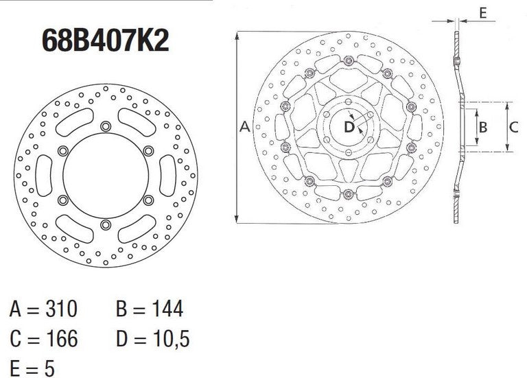 BREMBO Oro Brake Disc Round Fix | 68B407K2