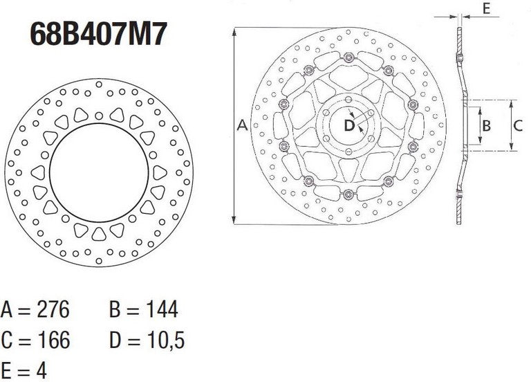 Brembo serie Oro fixed front brake disc type 68B407M7 | 68B407M7