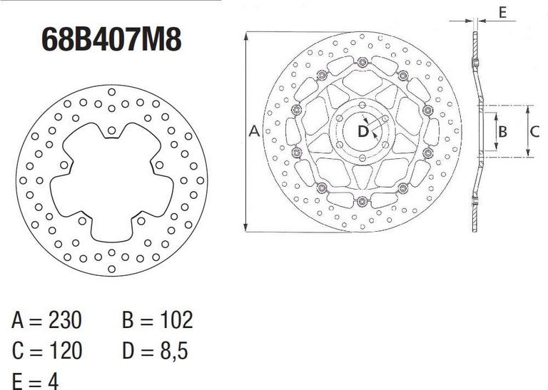 BREMBO Oro Brake Disc Round Fix | 68B407M8