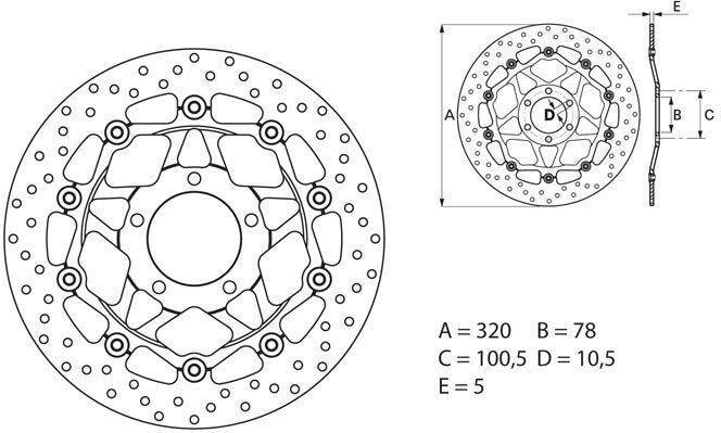 BREMBO Oro Brake Disc Round Floating | 78B40873