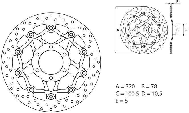 BREMBO Oro Brake Disc Round Floating | 78B40874