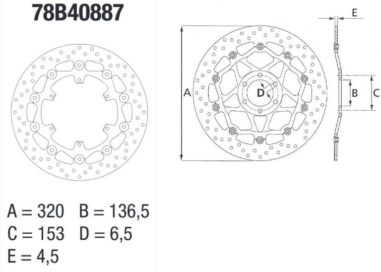 BREMBO Oro Brake Disc Round Floating | 78B40887