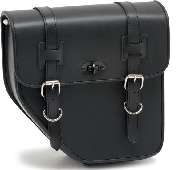 Custom Acces Ibiza Leather Saddlebag With Right Side Metal Base, Black | AP0013N