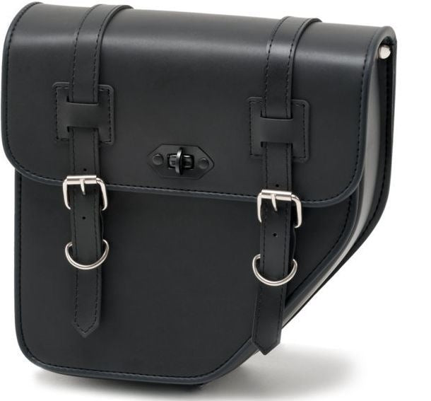 Custom Acces Ibiza Leather Saddlebag With Left Side Metal Base, Black | AP0014N
