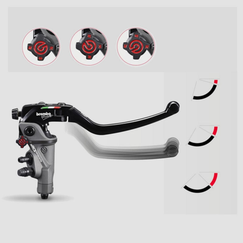 CNC Racing RADIAL BRAKE MASTER CYLINDER BREMBO 19RCS CORSA CORTA FOLD-UP LEVER 18-20 RATIO, Black | 110C74010