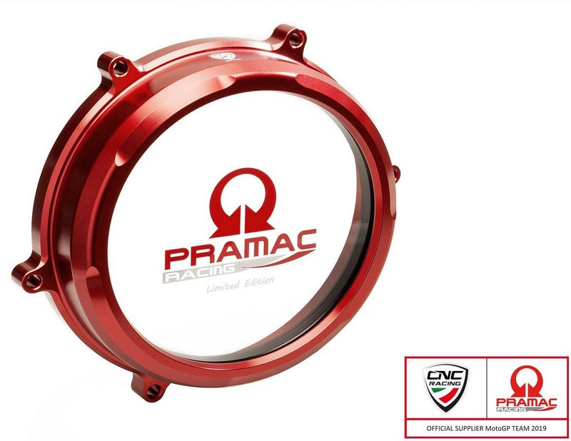 CNC Racing Clear oil bath clutch cover Ducati Panigale Pramac racing Lim. Ed., Red | CA200RPR