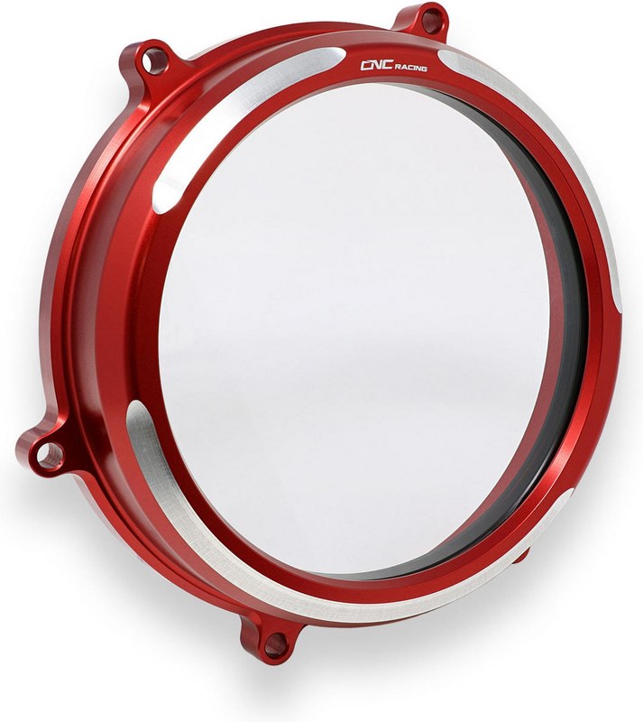 CNC Racing Clear oil bath clutch cover Ducati Panigale BICOLOR, Red | CA200RS